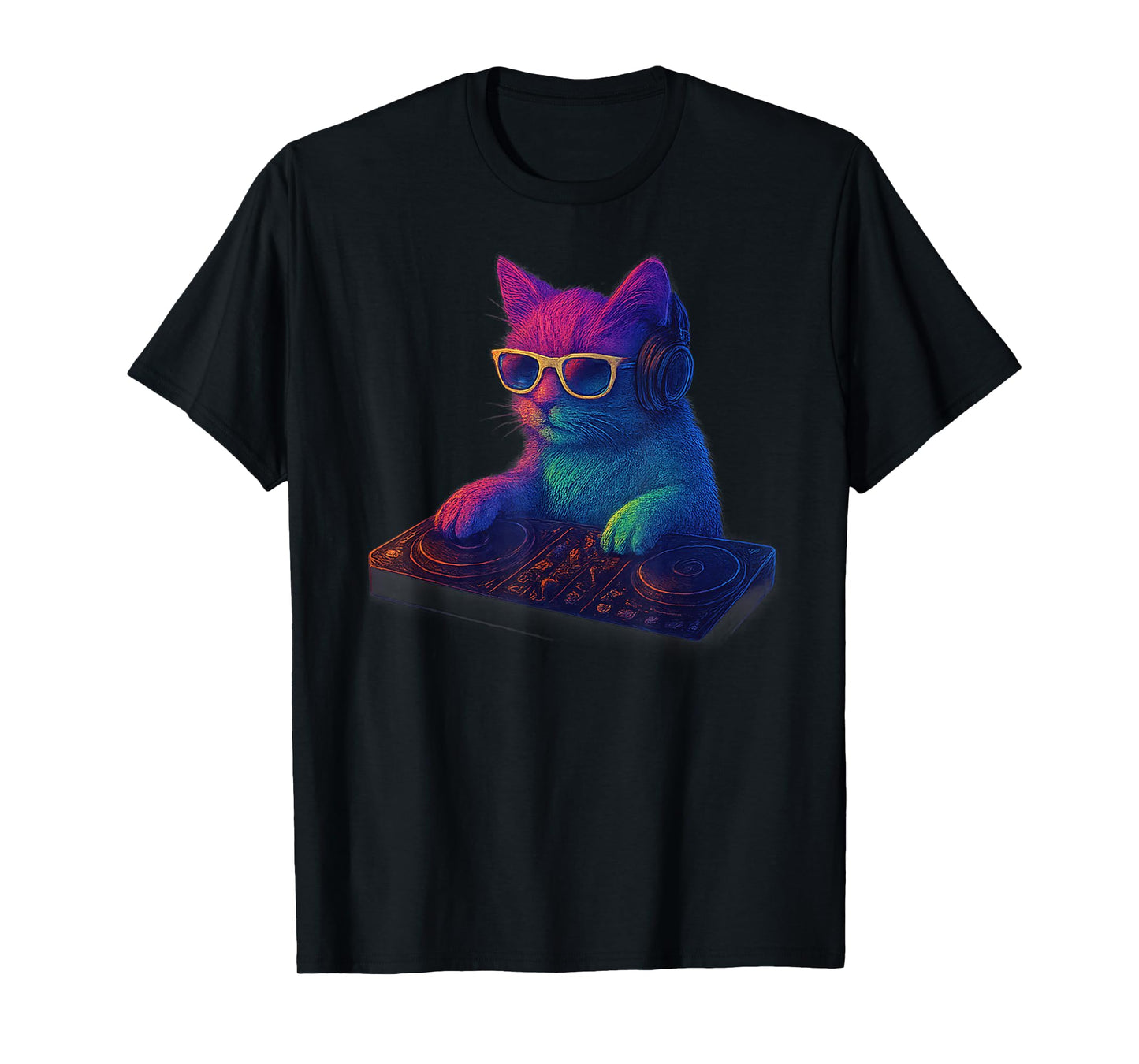 Funny Rave Cat Spinning Records Meme Men Women Kids T-Shirt
