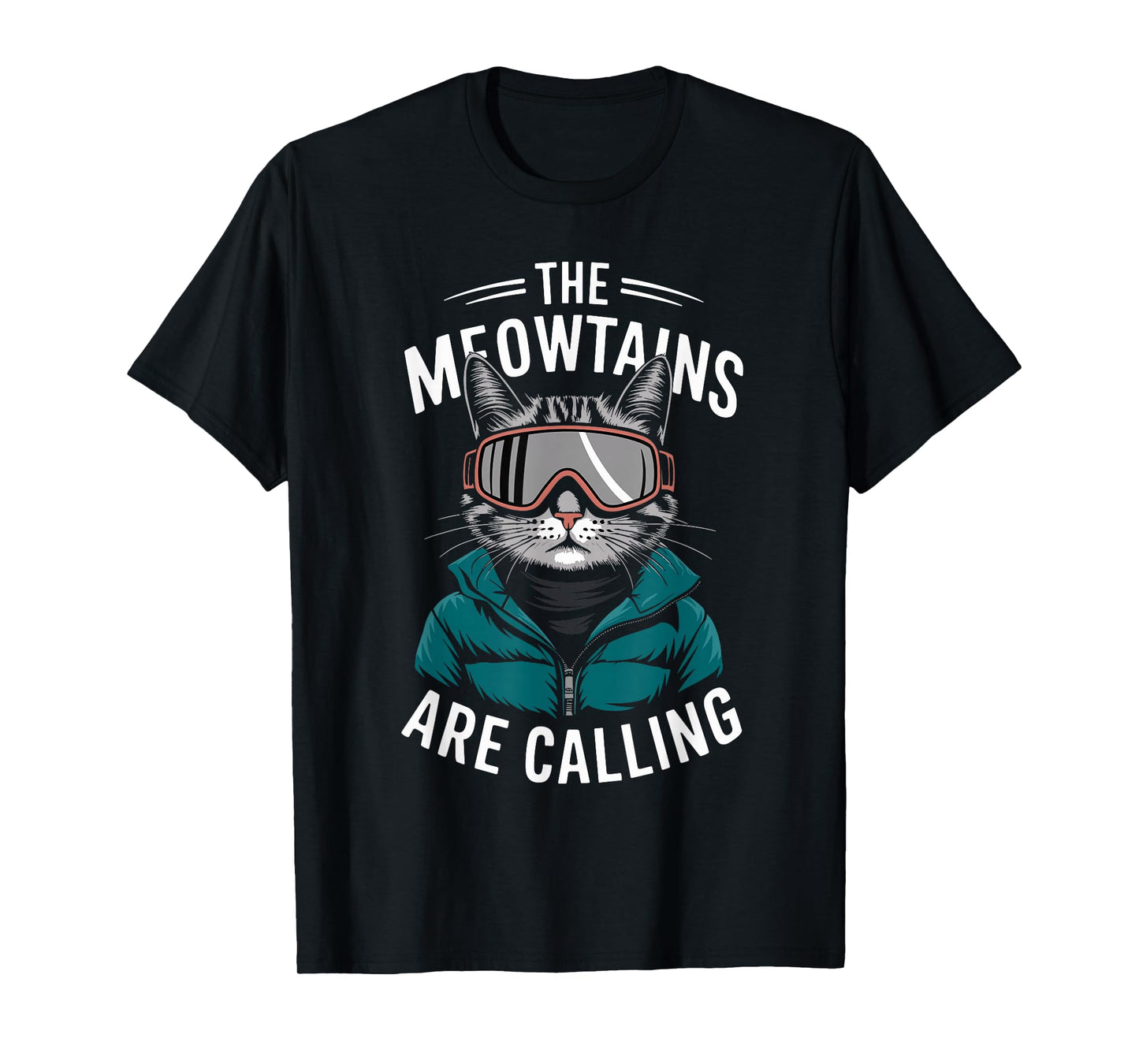 The Meowtains Are Calling Funny Cat Winter Ski T-Shirt