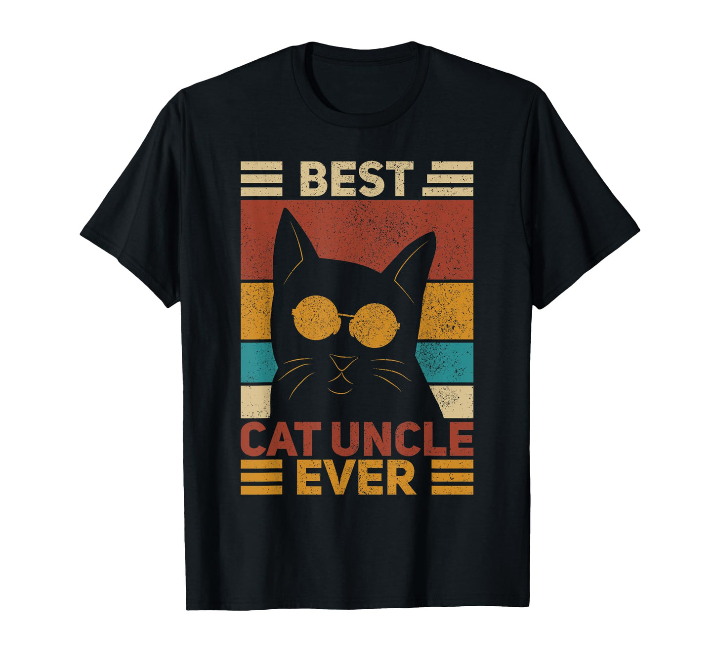 Best Cat Uncle Ever Men Cat Lover Black Cat Themed Funny Cat T-Shirt