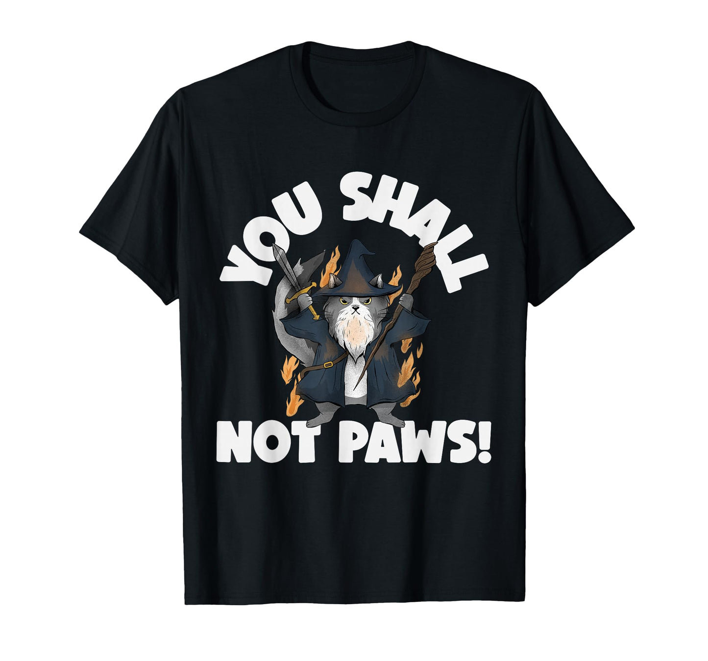Kitten Meow Parody Movie Funny Cat Wizard You Shall Not Paws T-Shirt