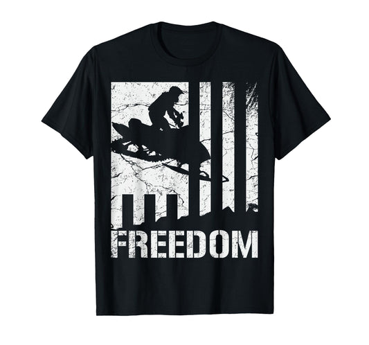 Snowmobile Snowmobiling Freedom Flag T-Shirt