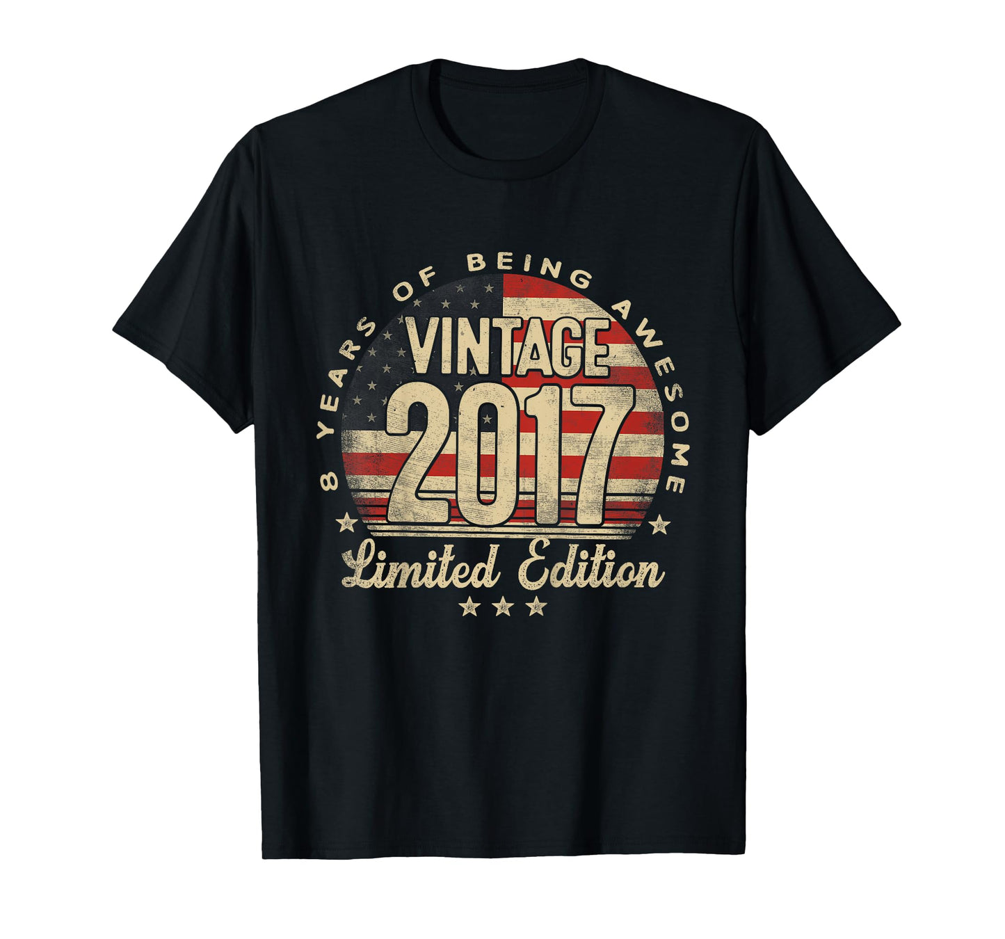 Vintage 2017 Limited Edition 8-Year-Old Gifts USA Flag T-Shirt