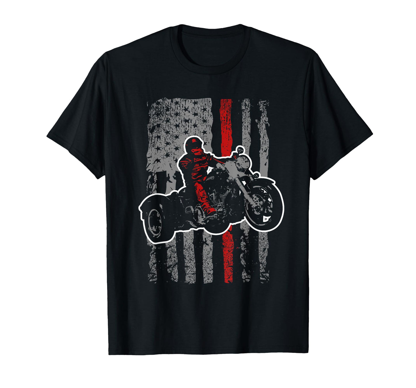 USA Flag Trike Bike Men's Motorcycle Trike Rider Triker T-Shirt