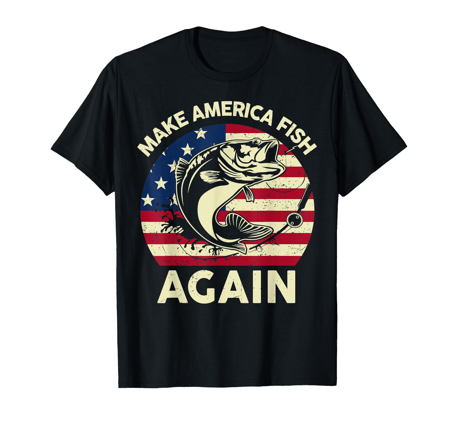 Mens Make America Fishing Again Shirt 4th of July Funny Bass Fish T-Shirt