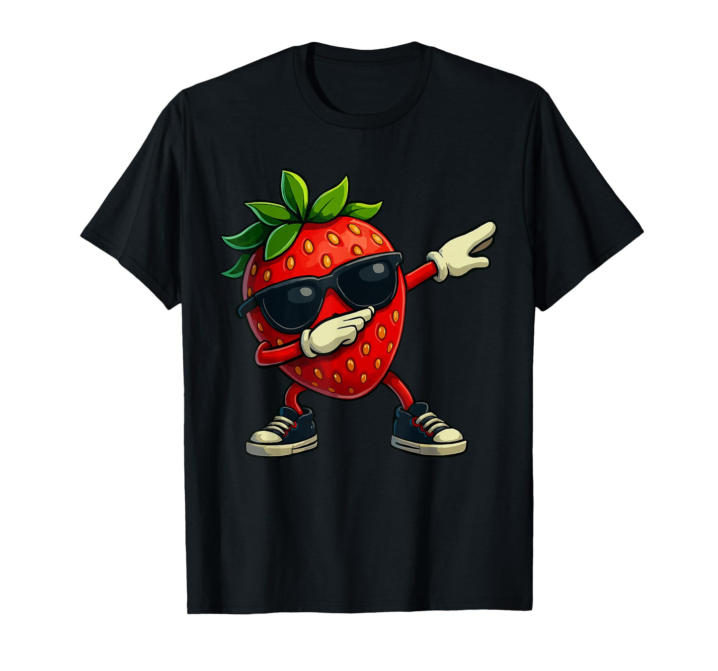 Funny Dabbing Strawberry With Sunglasses Cute Fruit Lover T-Shirt