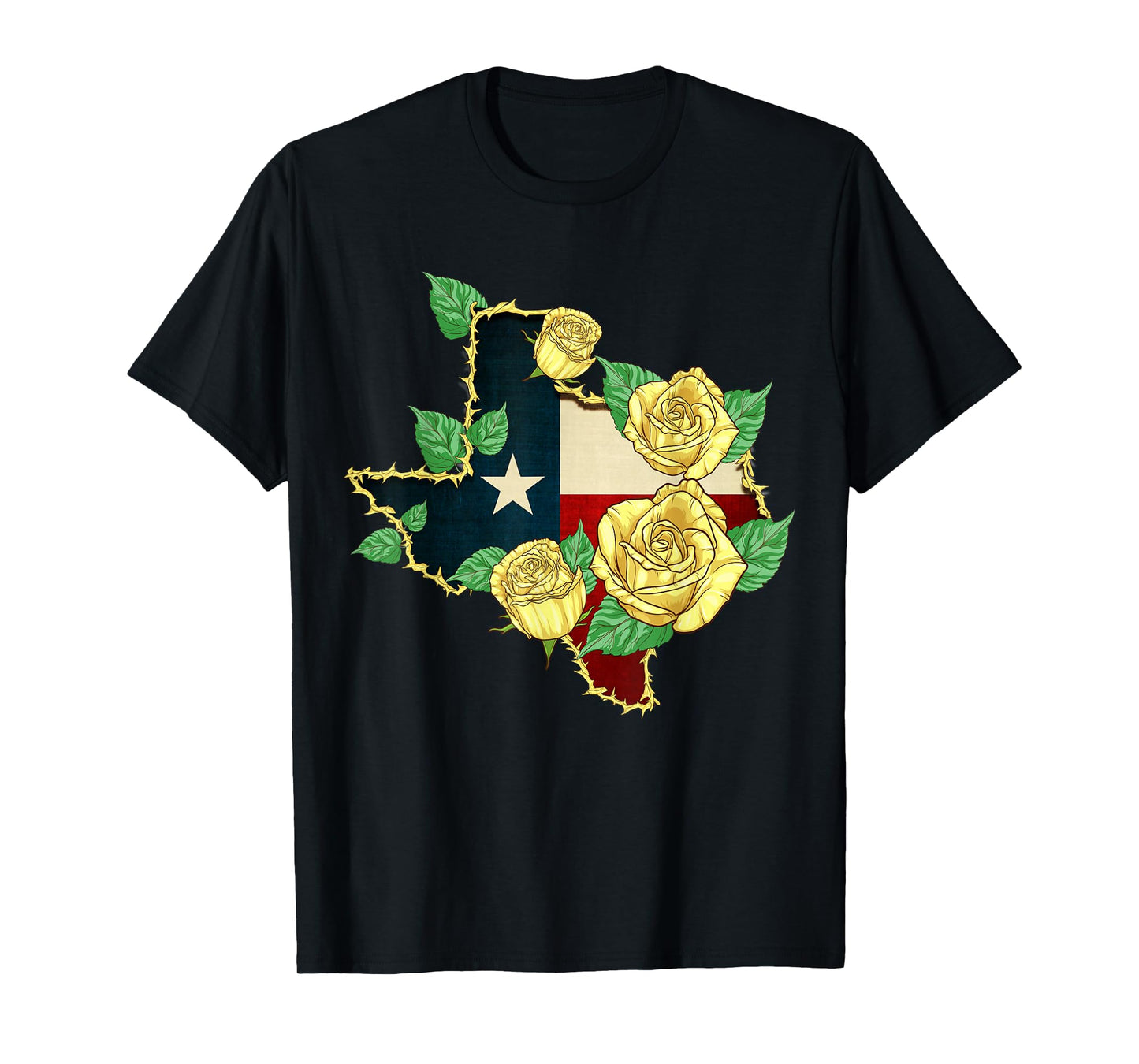 Yellow Rose of Texas Flag Proud Texan American Patriot T-Shirt