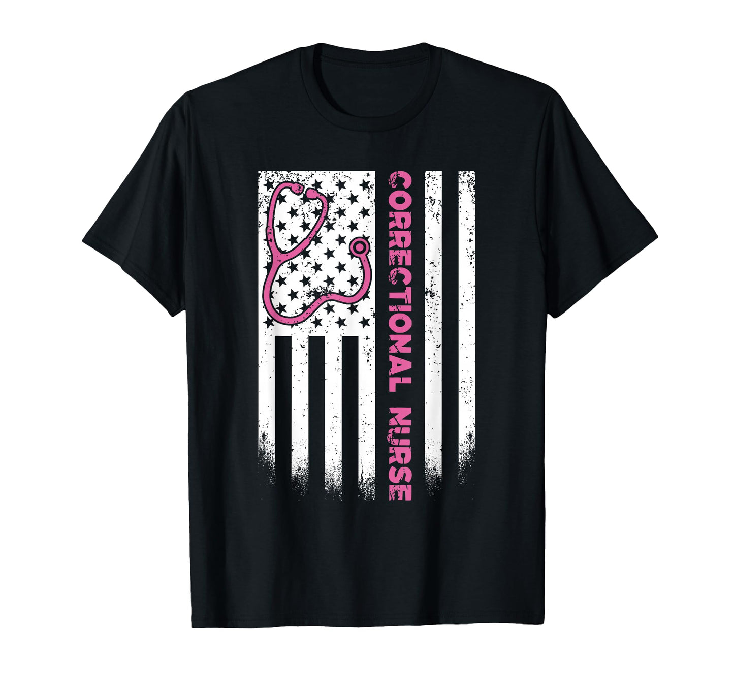 Correctional Nurse American flag US Stethoscope RN Patriotic T-Shirt