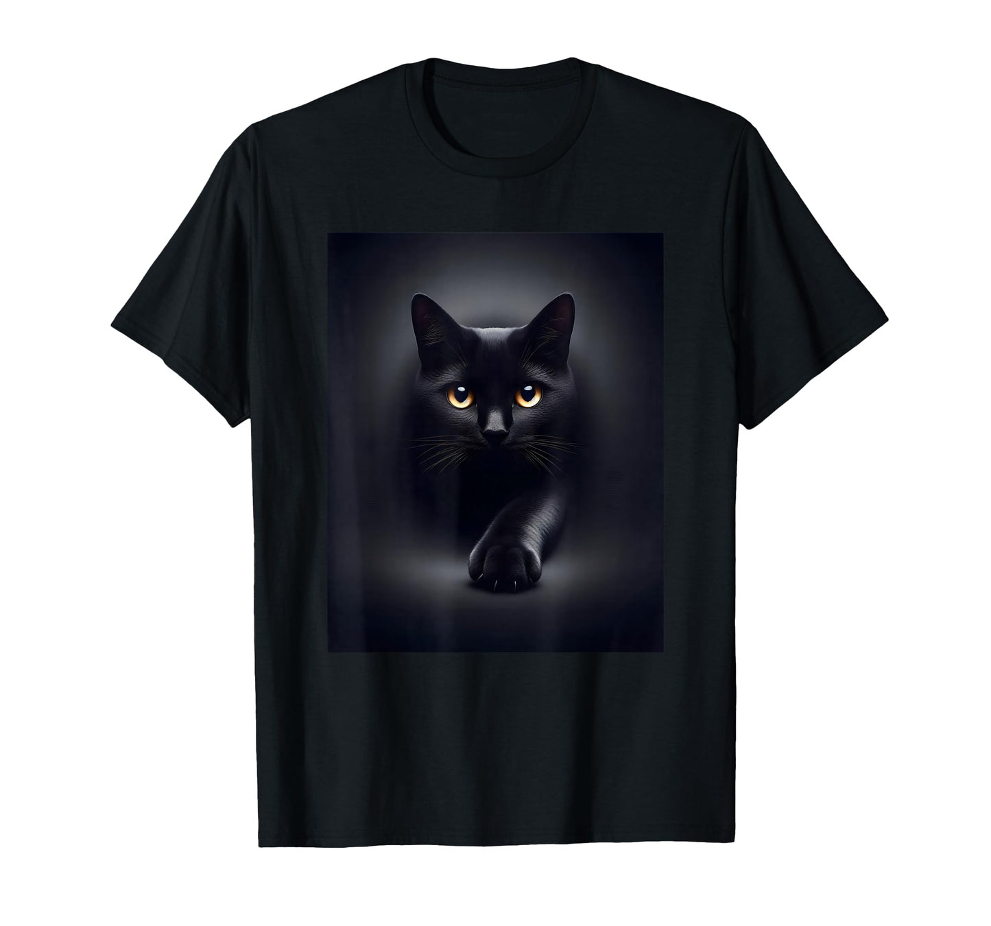 Black Cat Yellow Eyes T-Shirt for Men Women Kids