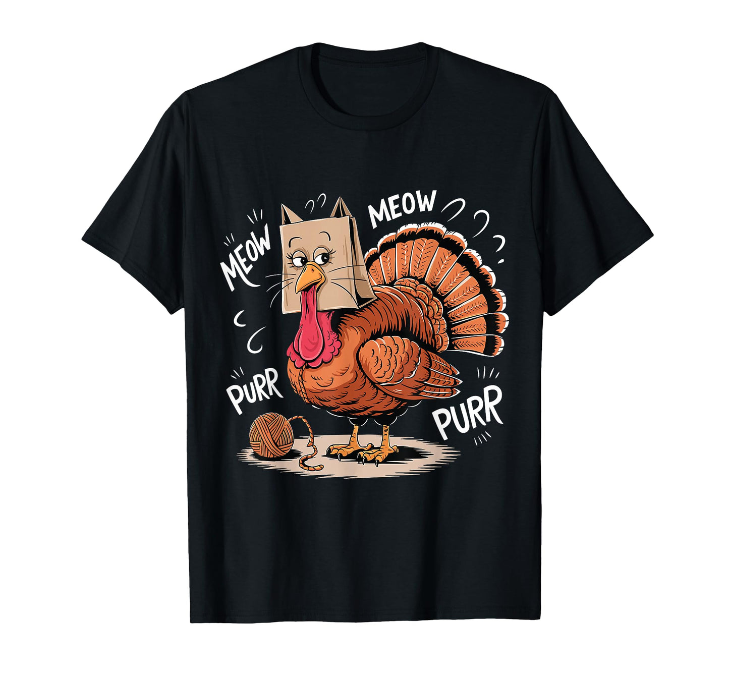 Thanksgiving Turkey Meow I'm a Cat Funny Thanksgiving T-Shirt