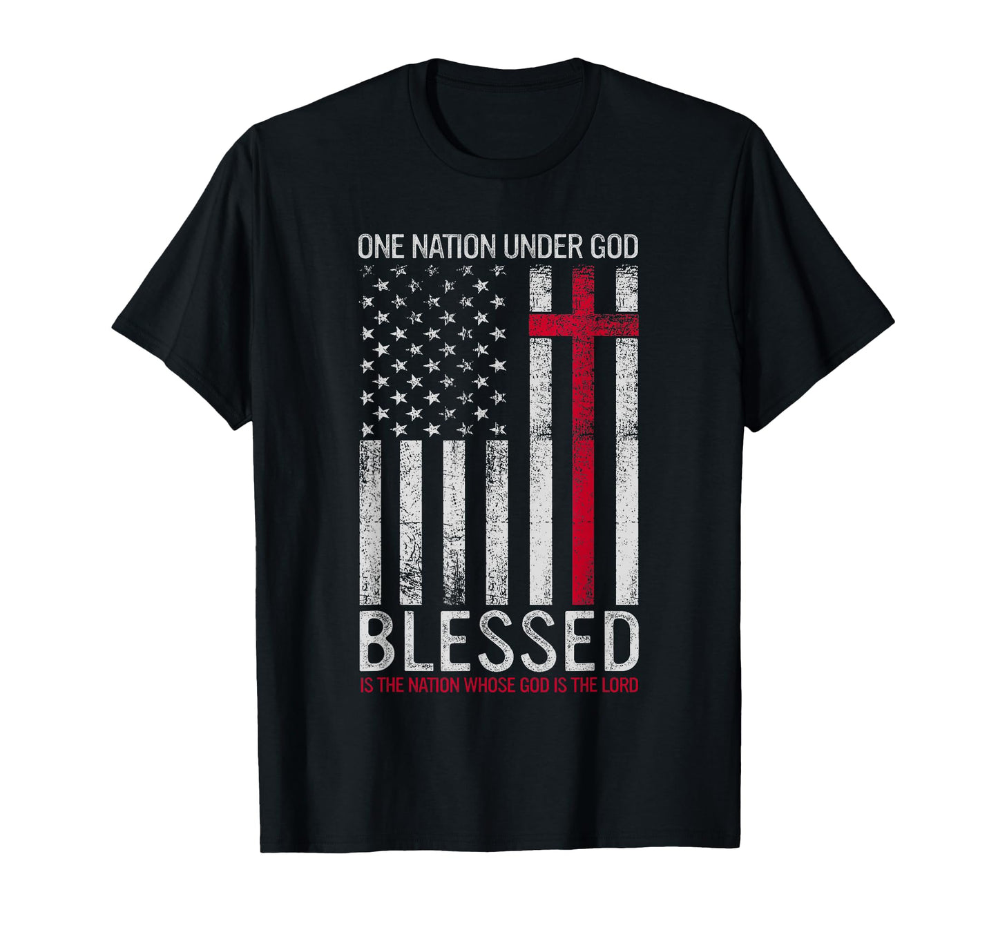 One Nation Under God Jesus Blessed American Flag 4th of July T-Shirt