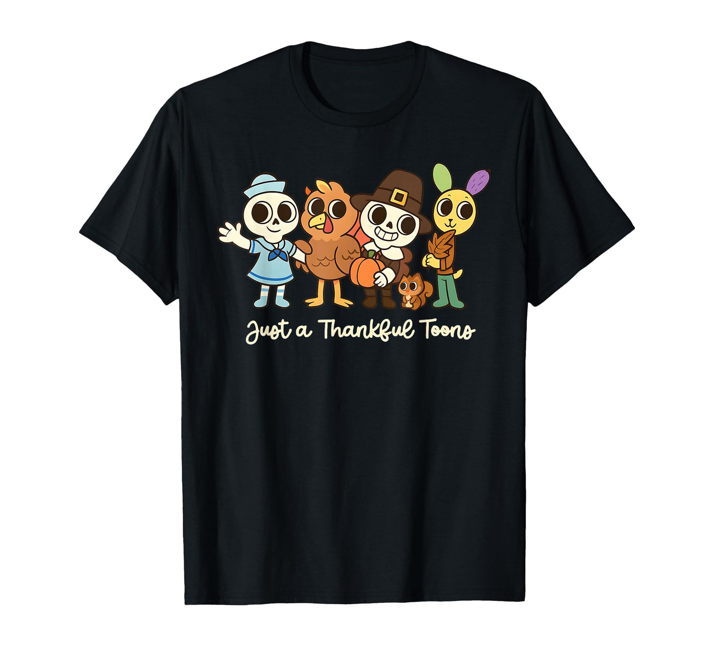 Cute Thanksgiving World Just a Thankful Toons Boys Kids Tee T-Shirt