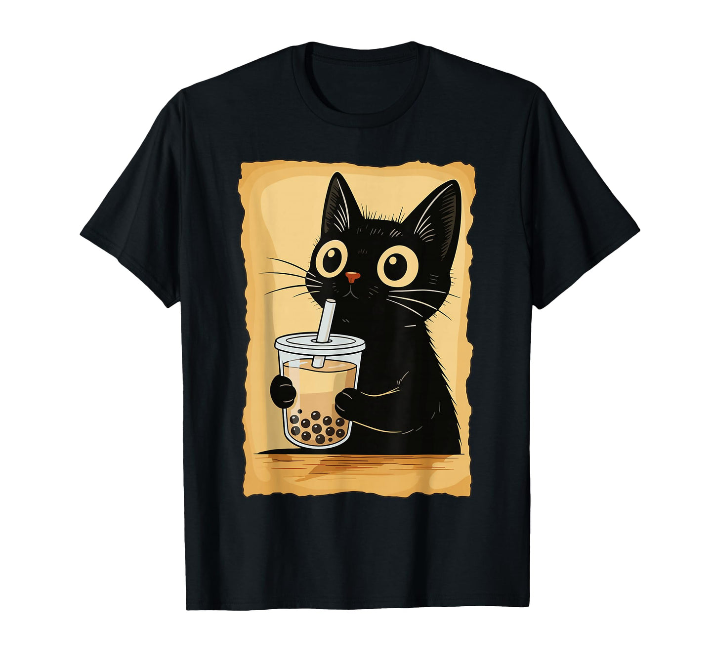 Kawaii Cat Driking Bubble Tea Cute Anime Kitty Slice T-Shirt