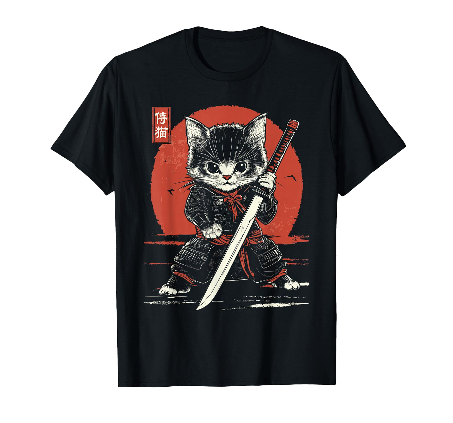 Japanese Samurai Cat Kawaii Ninja Cat T-Shirt