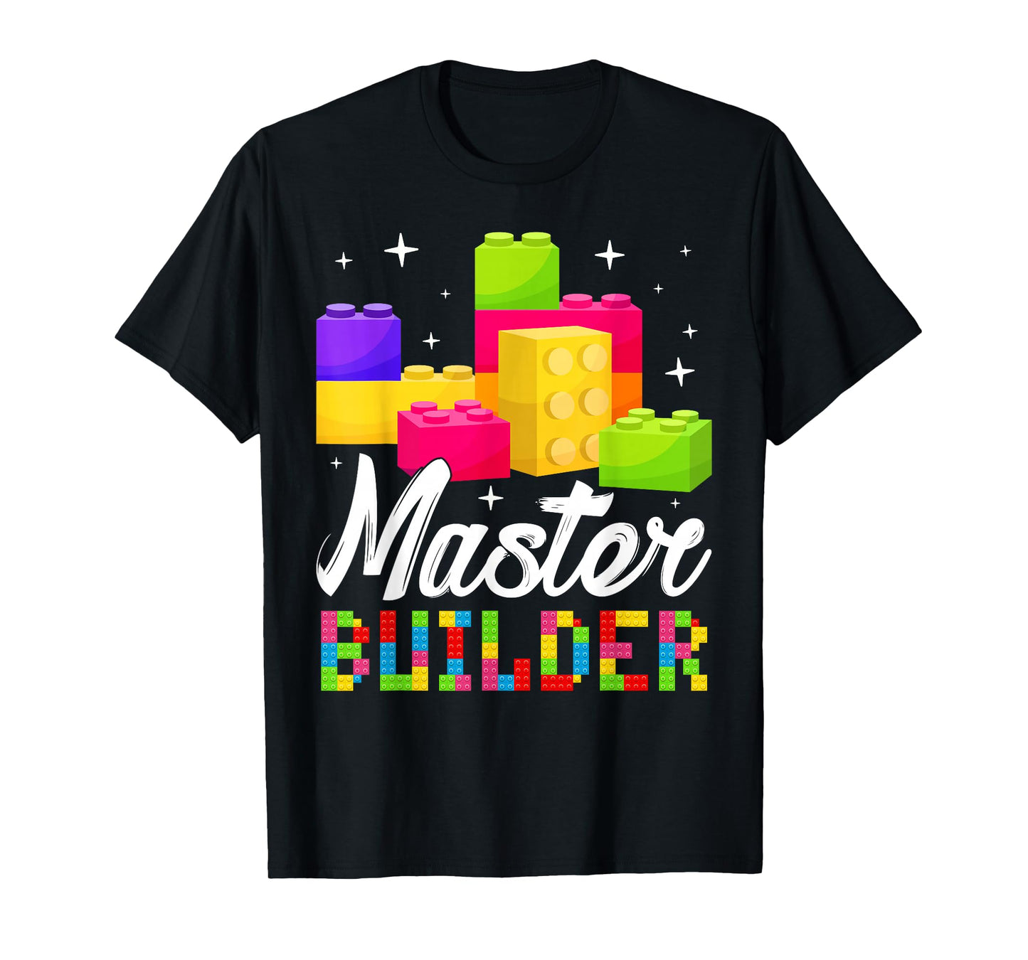 Funny Master Builder Building Block Bricks Lovers Kids Boys T-Shirt