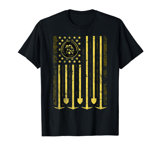 American Flag Gold Prospector T-Shirt for Women Men