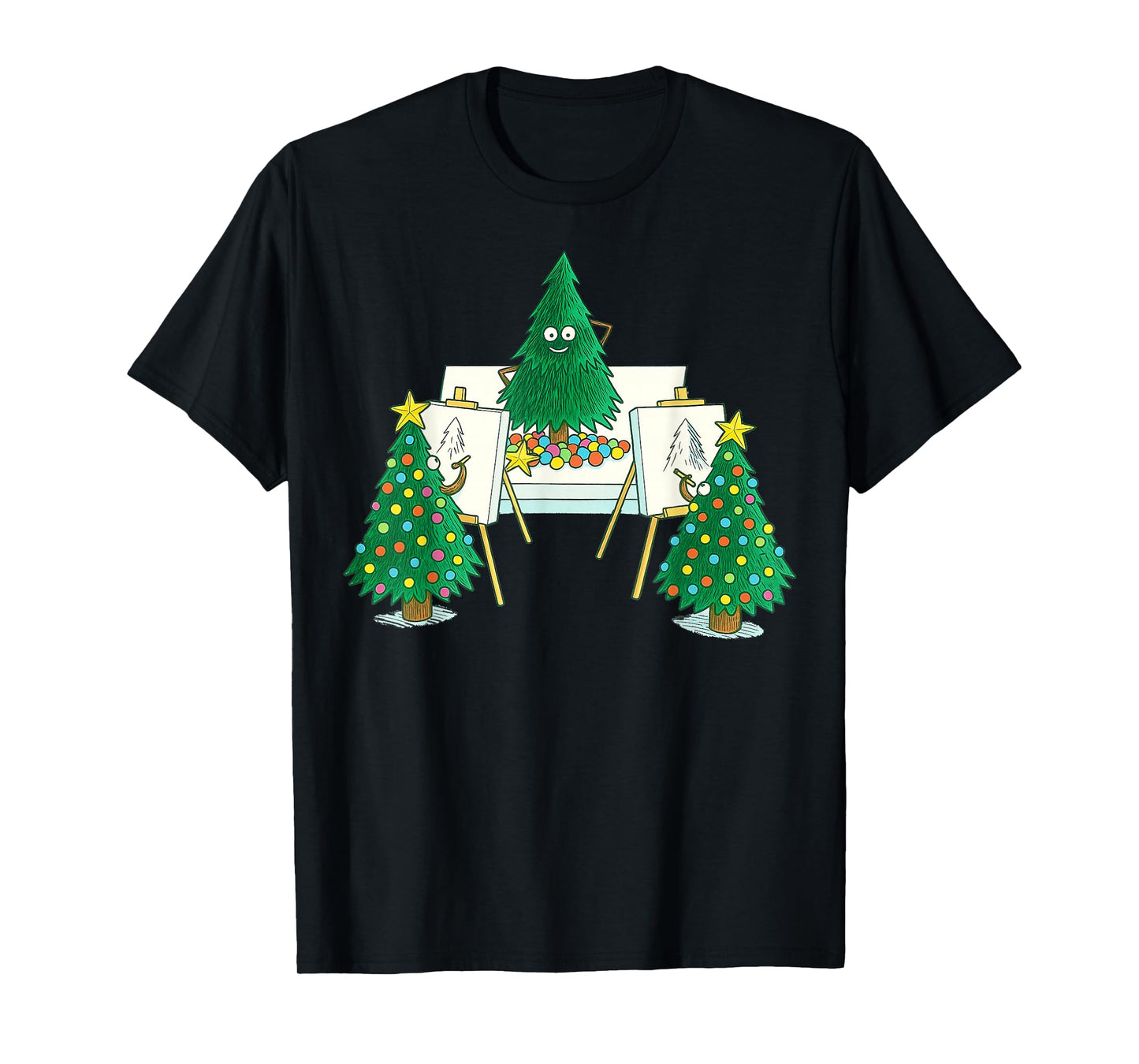 Funny Christmas Art Teacher Christmas Tree Drawing Class Hum T-Shirt