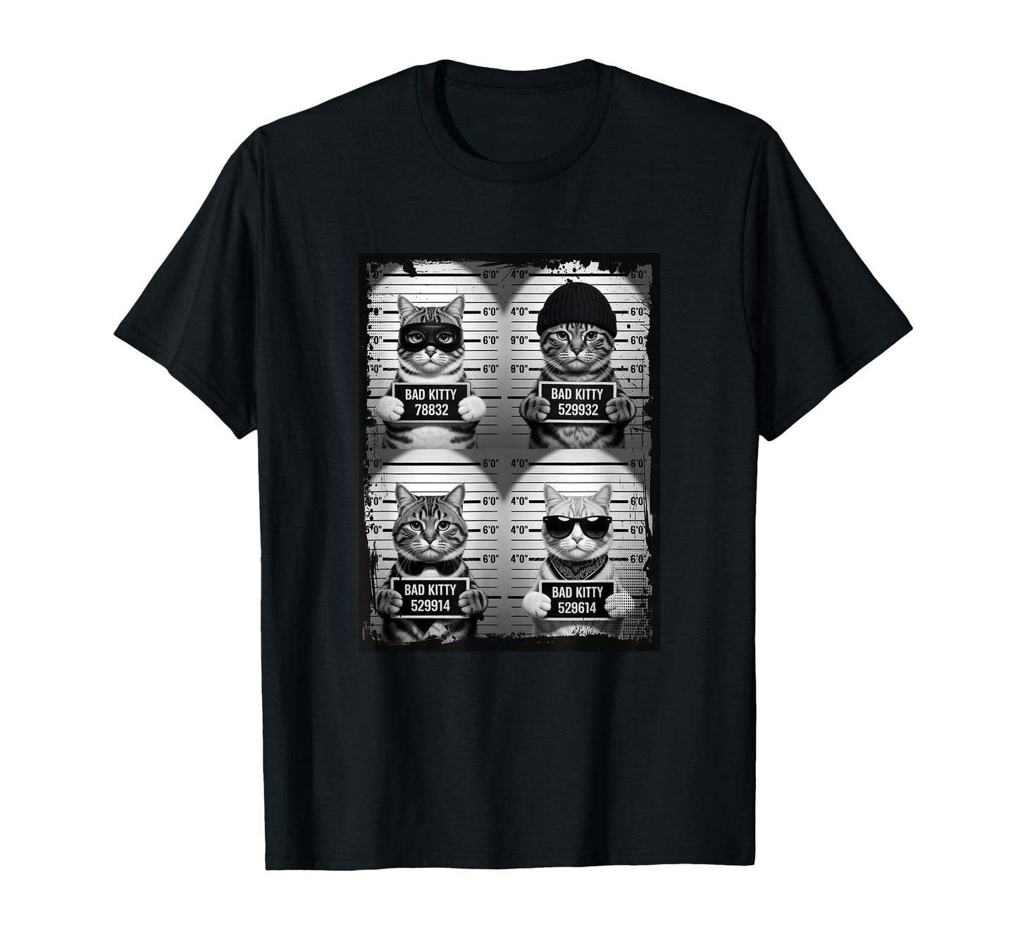 Funny Bad Cats Feline Mugshots T-Shirt
