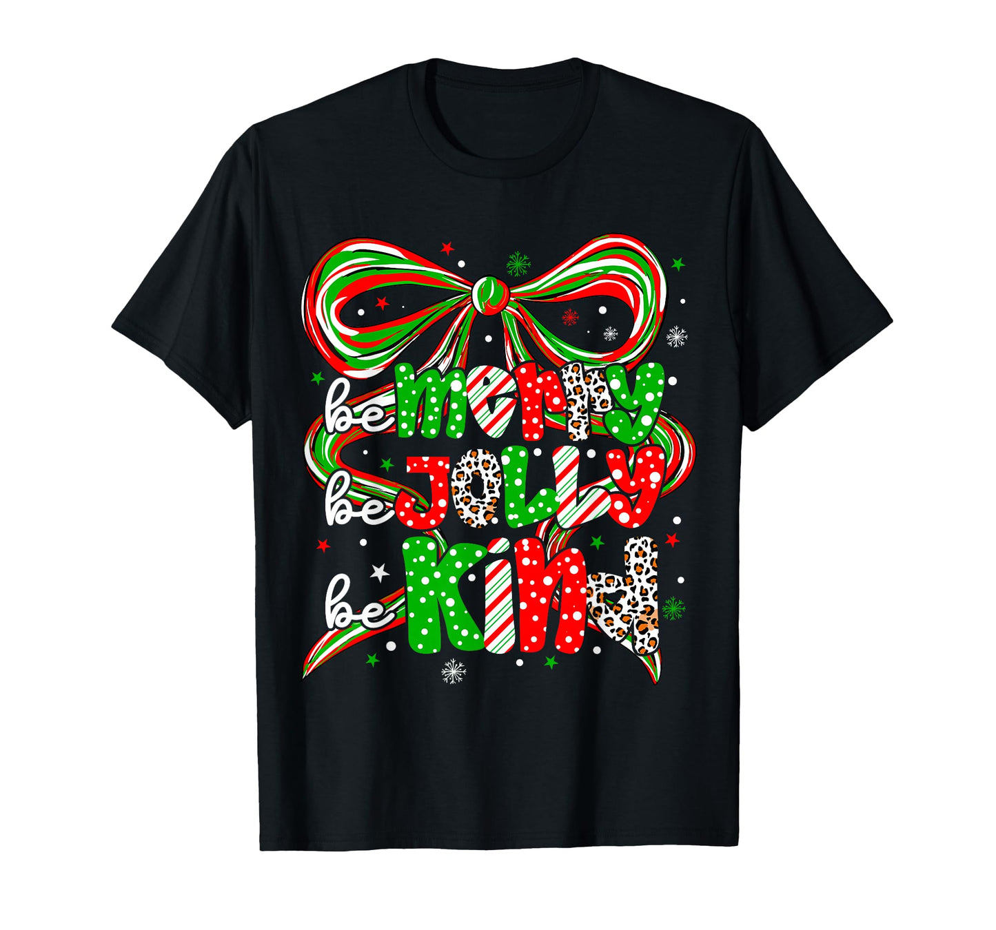 Merry Be Jolly Be Kind Merry Christmas Teacher Xmas Bow Pjs T-Shirt