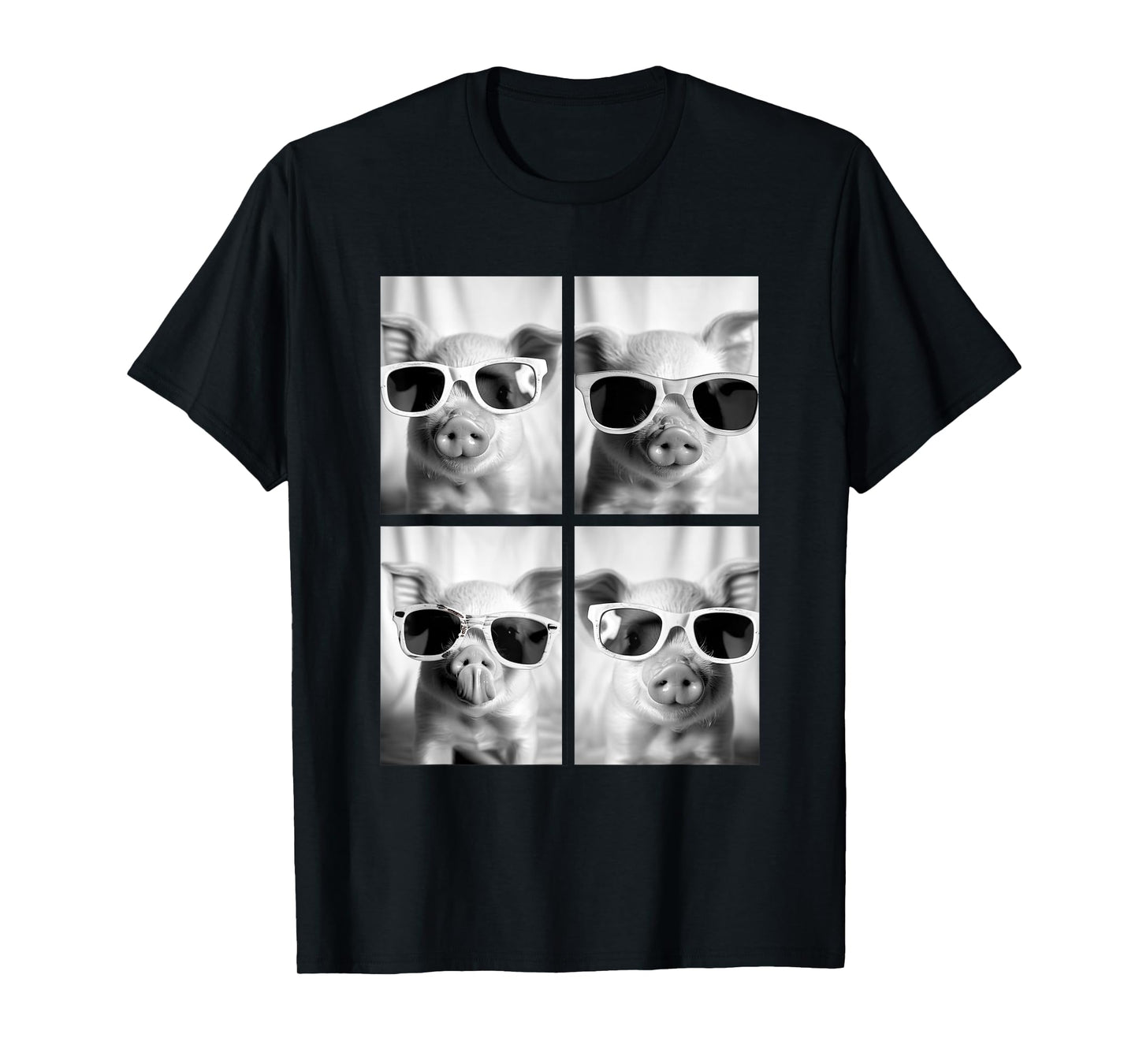 Baby Pigs with Sunglasses Cute Piglets Animals Photo Booth T-Shirt