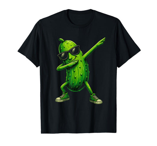 Pickle Dabbing Funny Sunglass Cucumber Boys Girls T-Shirt