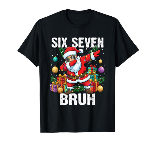 6-7 Bruh Christmas Cool Dabbing Santa Six Seven Meme Boys T-Shirt