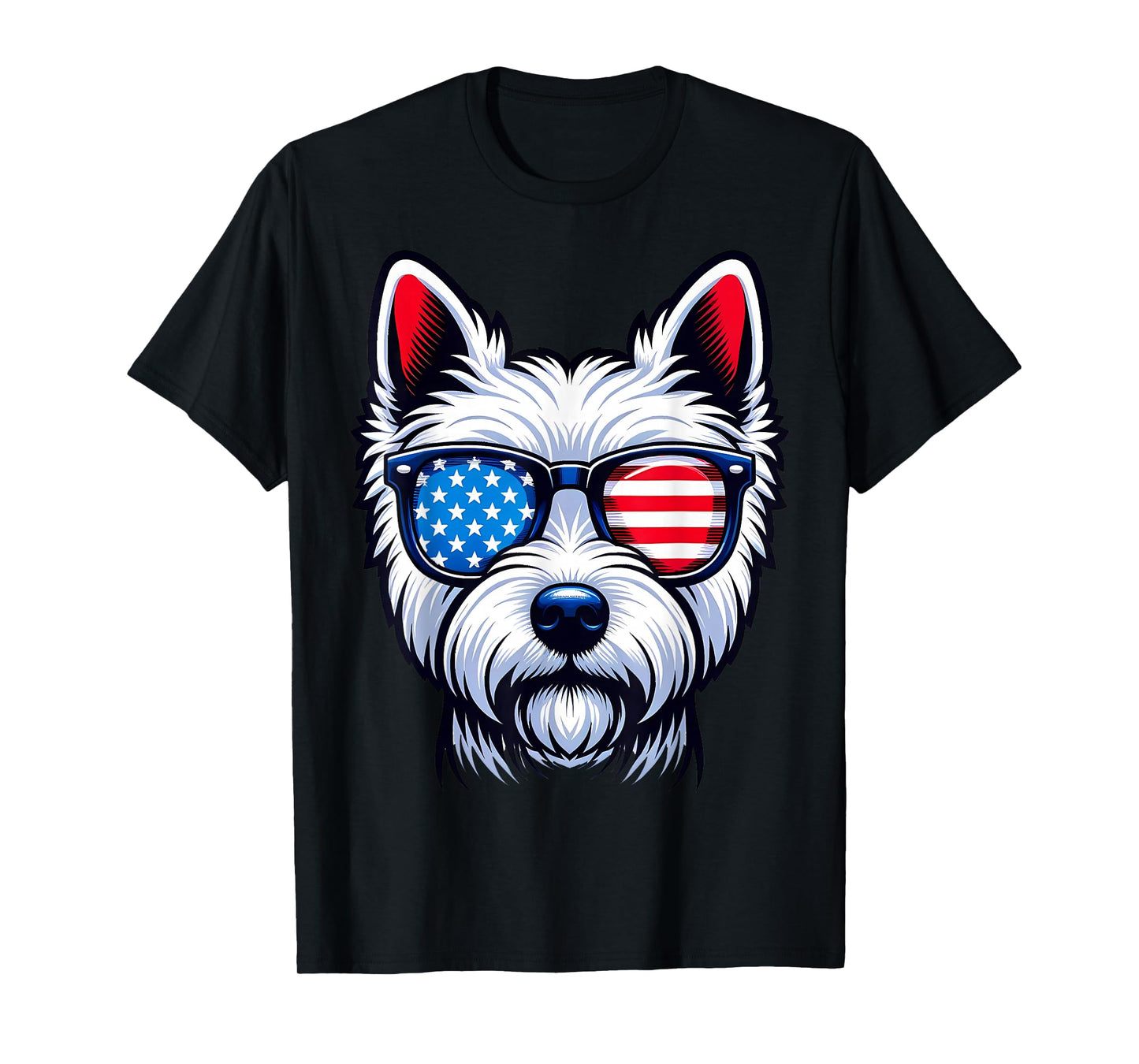 West Highland Terrier Patriotic American Flag USA Westie T-Shirt