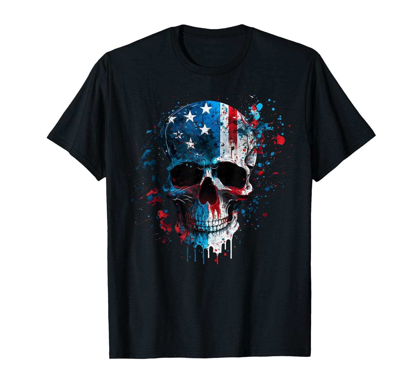 Skull Skeleton American Flag Freedom Patriotic 4th of July T-Shirt