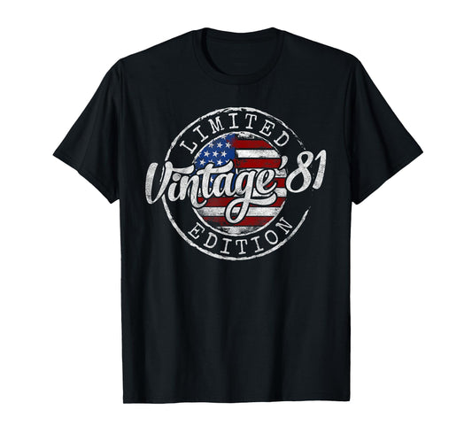 Vintage 1981 44th Birthday Gifts for Men Women 44 Year Old T-Shirt