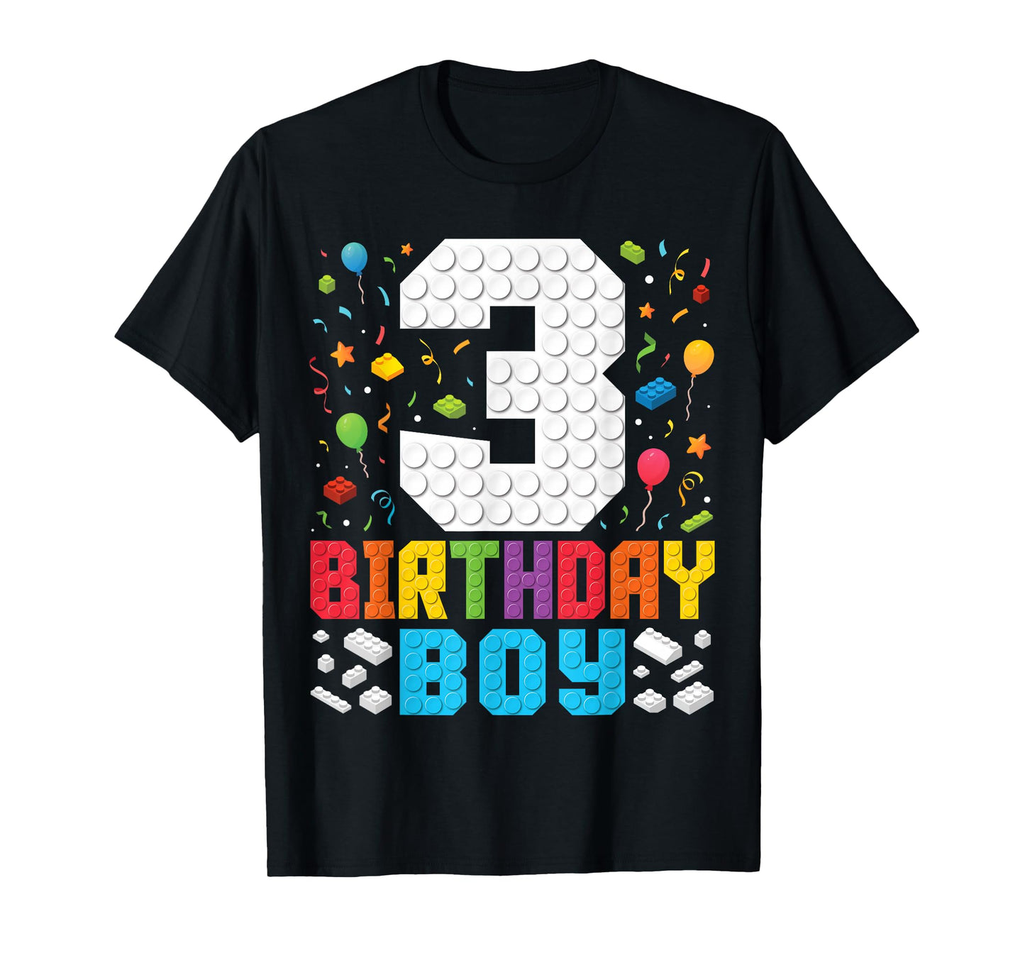 3rd Birthday Boys Master Builder Three Years Blocks Building T-Shirt