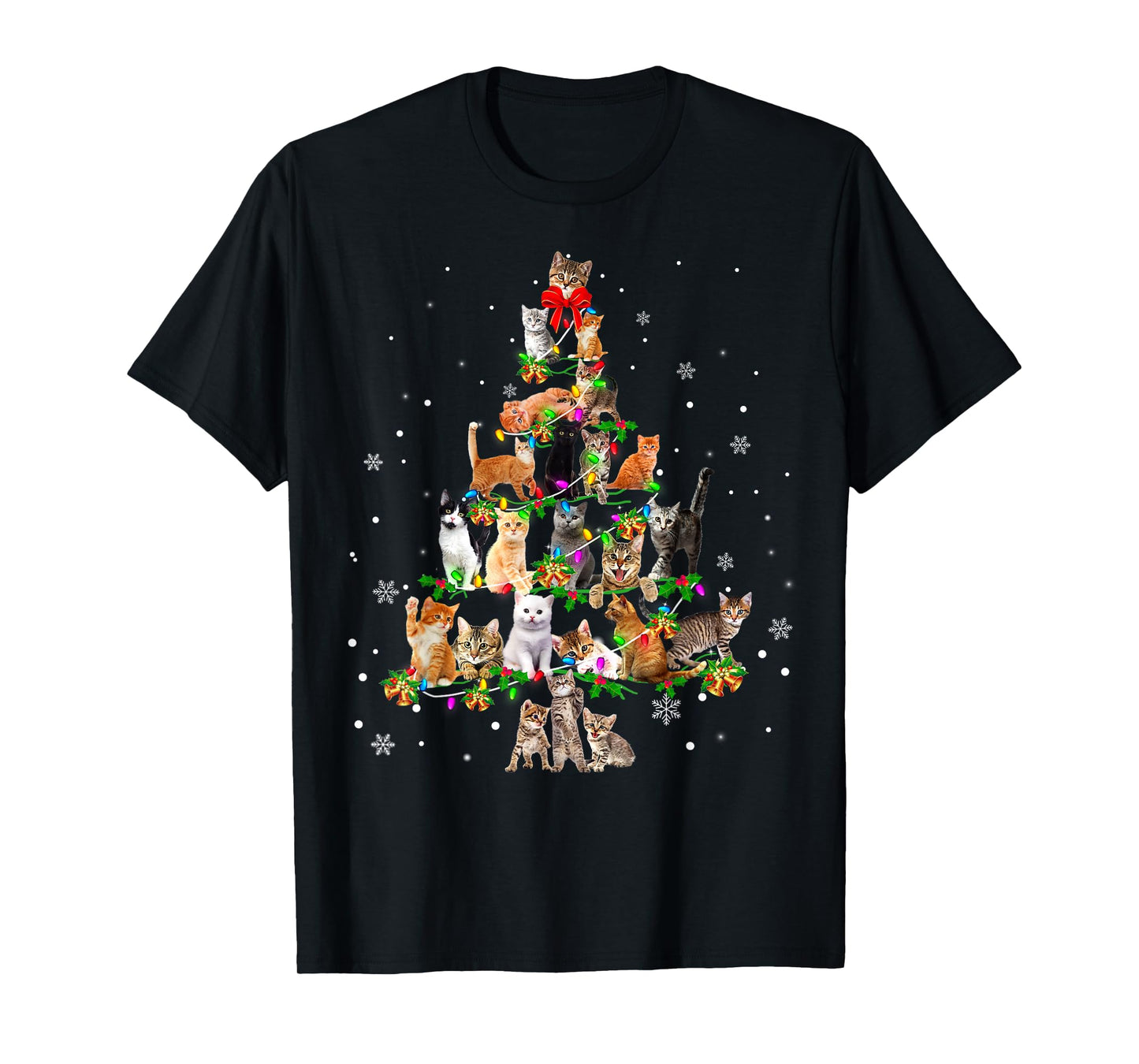 Cat Christmas Tree Ornament Decor Xmas For Cat Mom Cat Dad T-Shirt