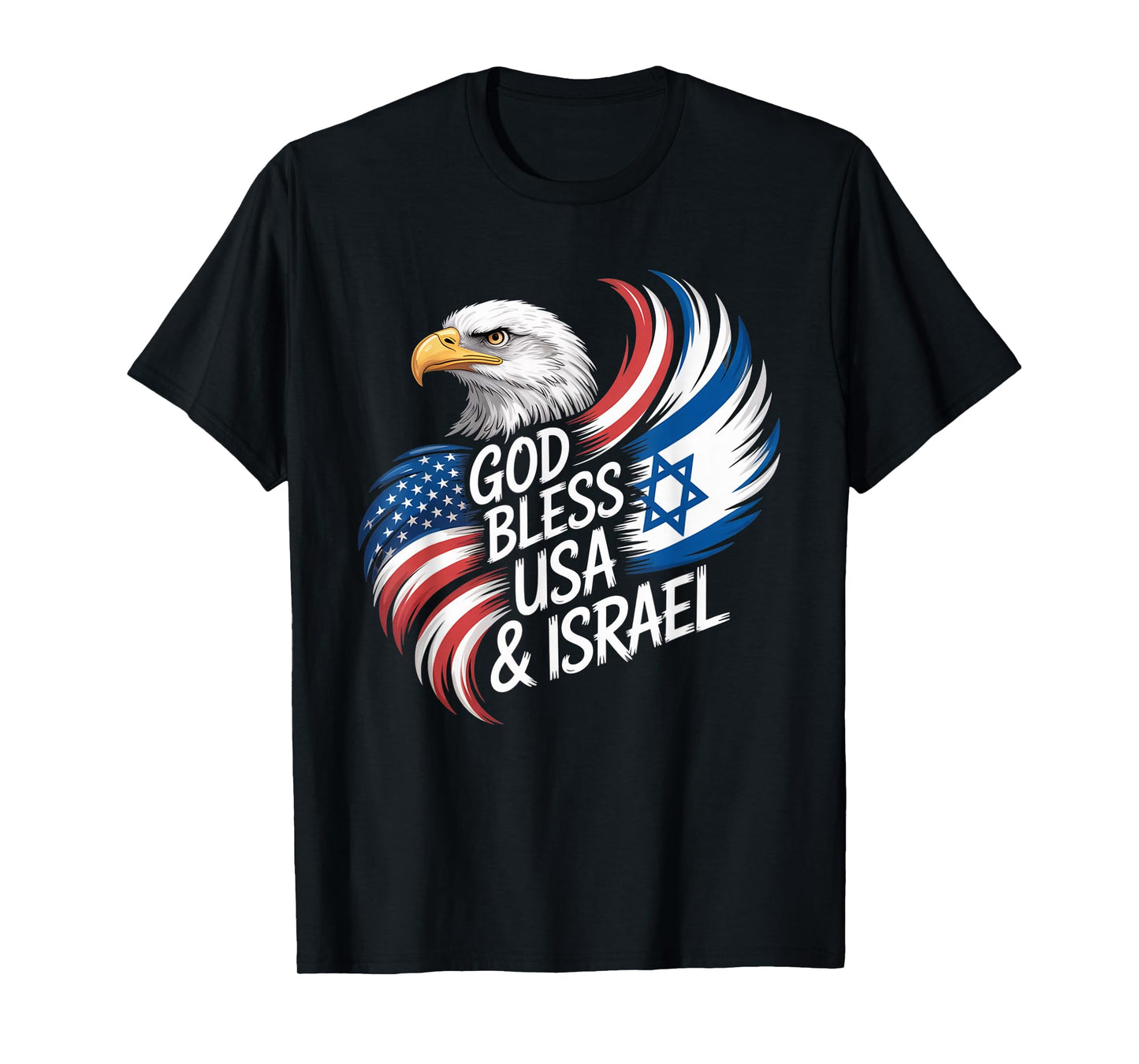 God Bless USA & Israel Support Patriotic Tee T-Shirt
