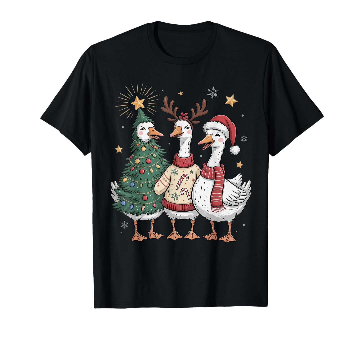 Funny Christmas Silly Goose Xmas Tree Reindeer Santa Xmas T-Shirt