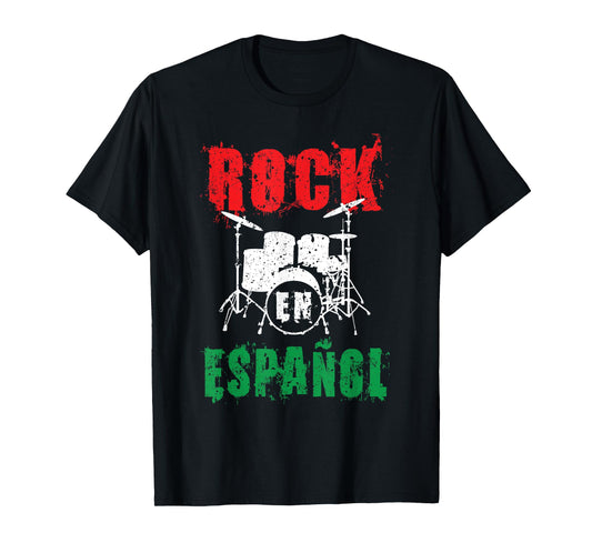 Rock En Español Vintage Spanish Music With Drums T-Shirt