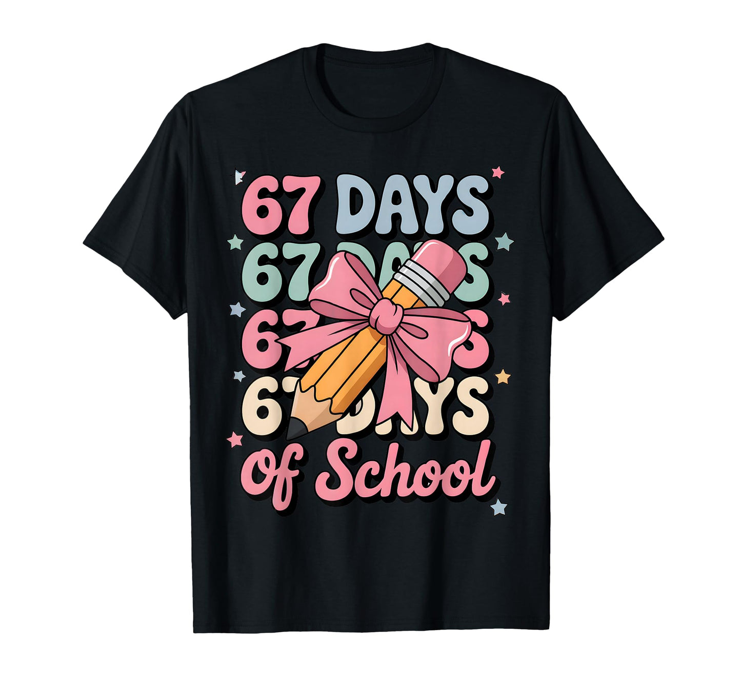 67 Days of School Teacher Shirt Cute Preppy Cow Girls Gifts T-Shirt