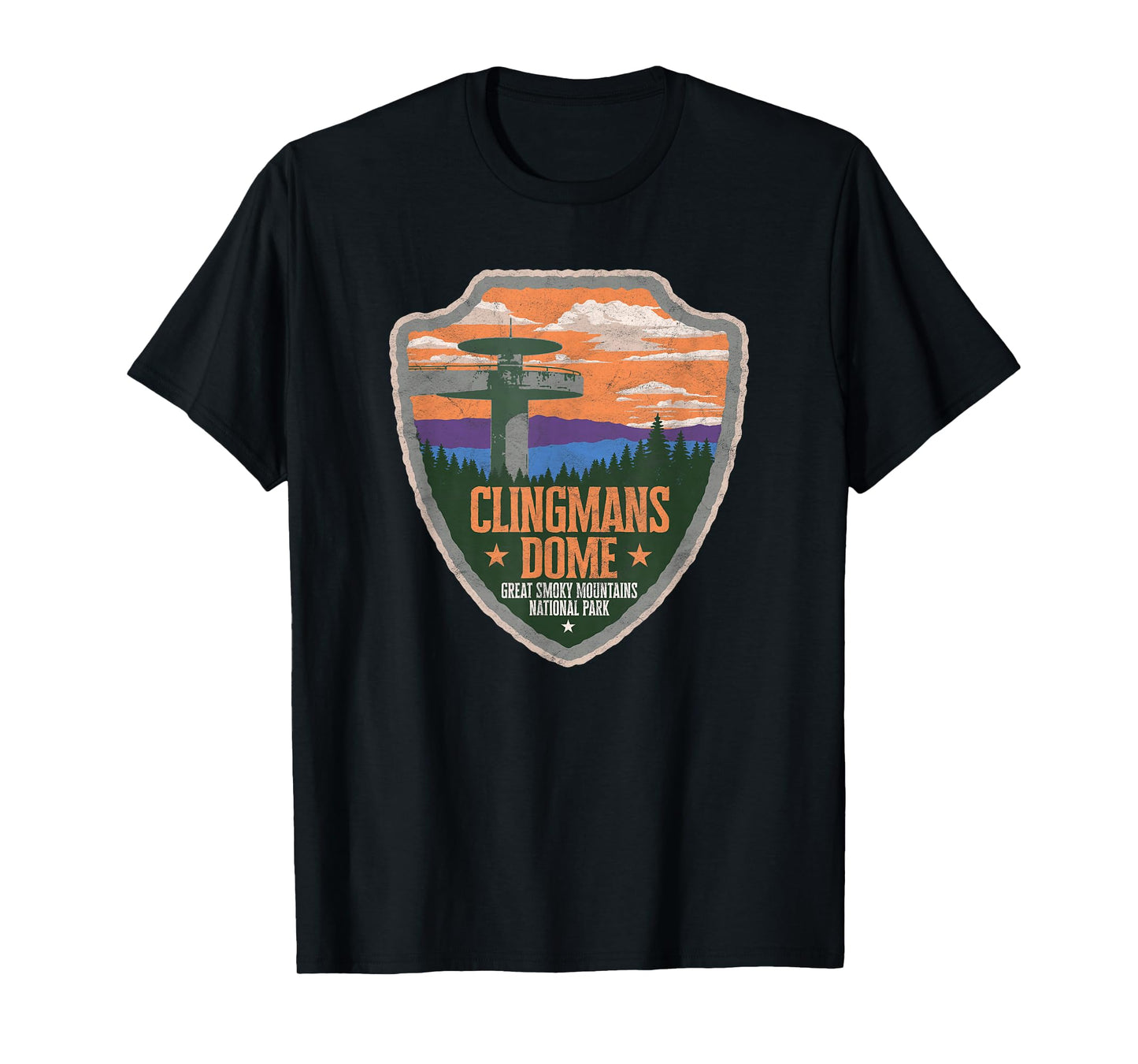 Clingmans Dome Great Smoky Mountains Park Vintage T-Shirt