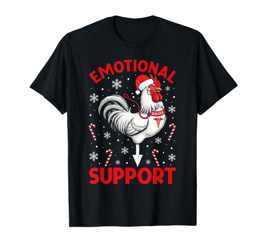 Christmas Funny Emotional Support Cock Dirty Humor Chicken T-Shirt