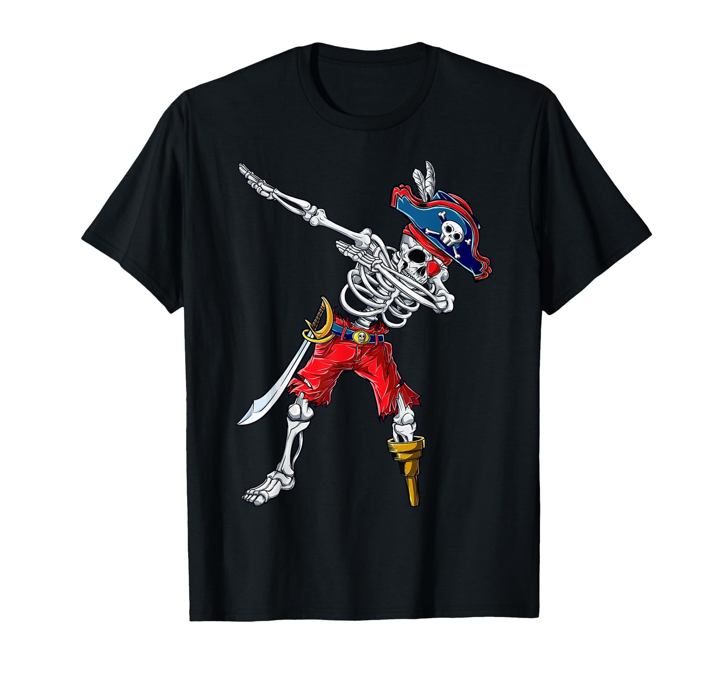 Dabbing Skeleton Pirate T Shirt Halloween Kids Boys Men Gift T-Shirt