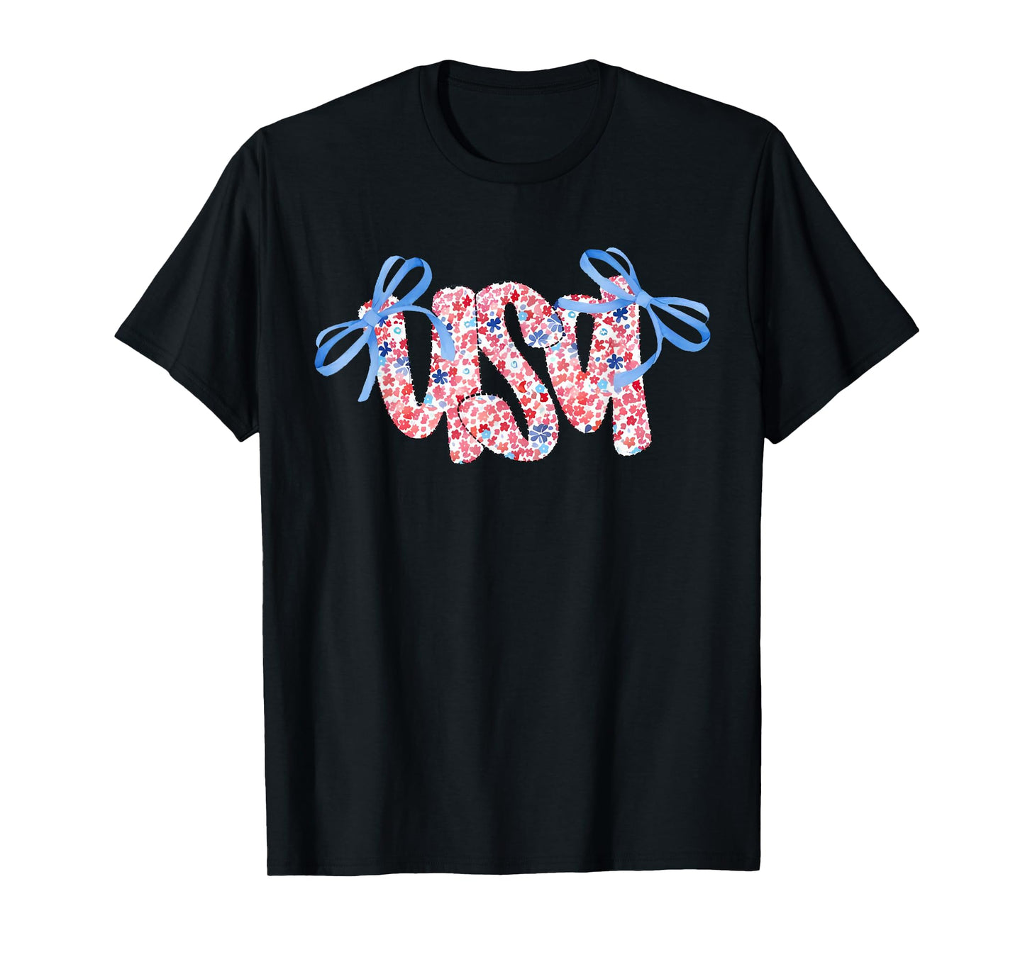Floral USA Coquette Bow 4th of July America T-Shirt