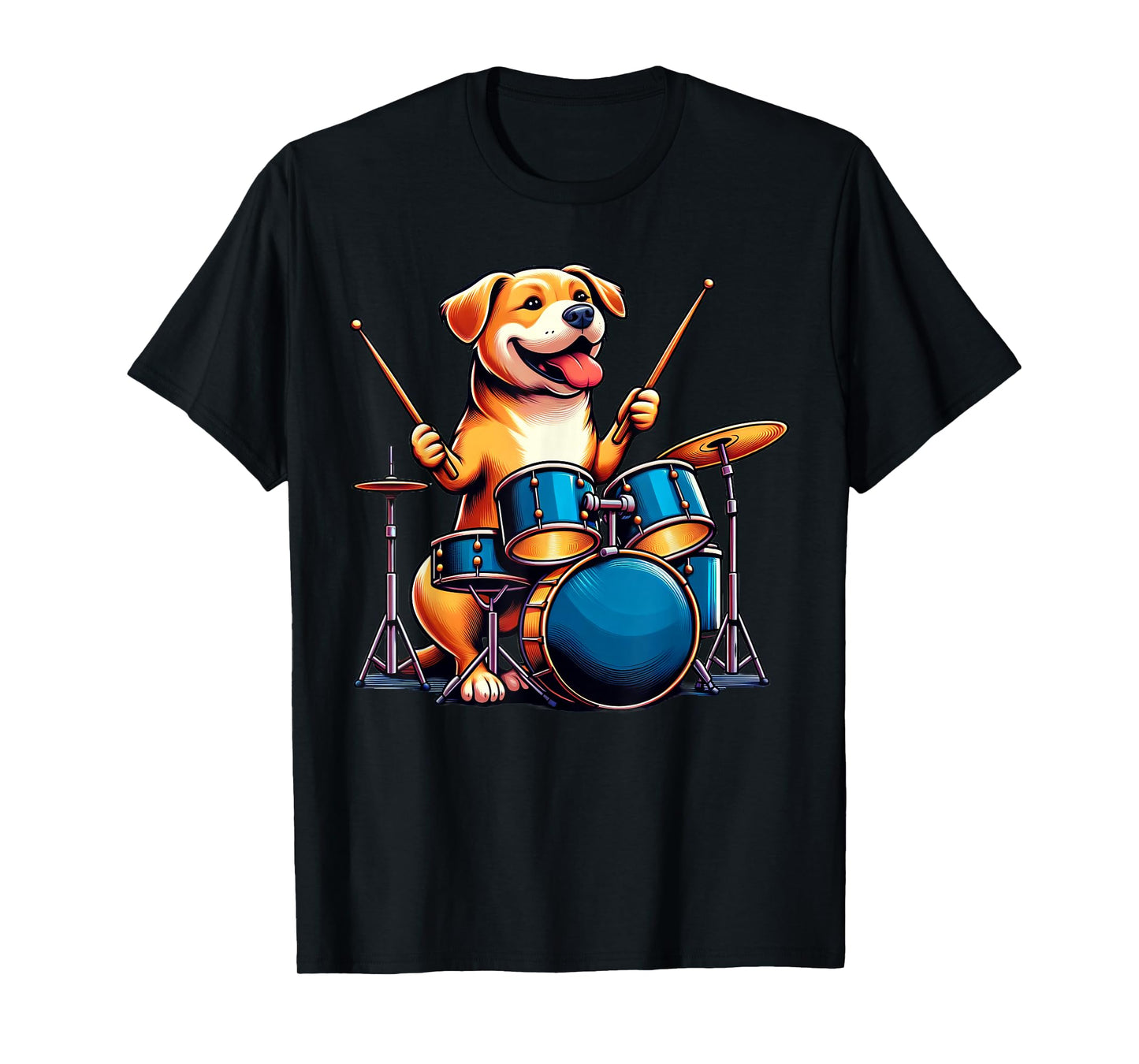 Cute Dog Playing Drums Dogs Drummer Music T-Shirt