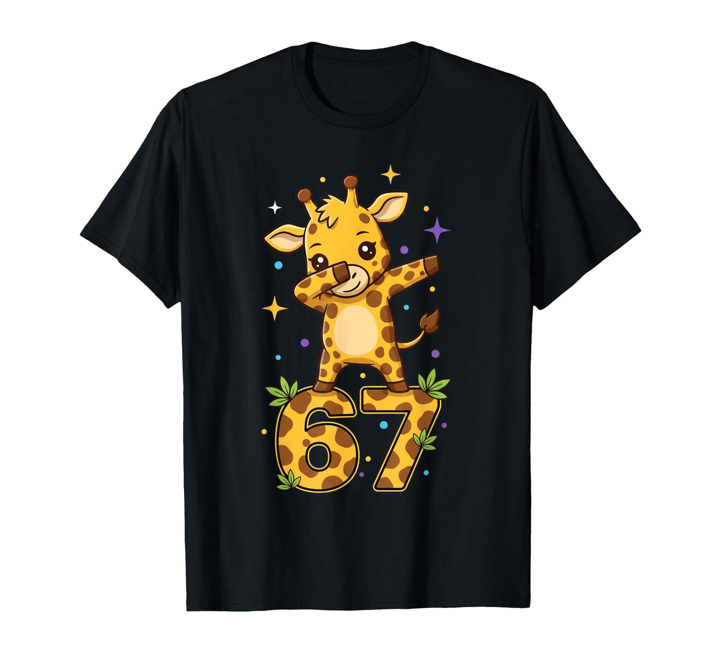 Dabbing Giraffe 67 Funny Six Seven Gen Z Slang Meme Cute T-Shirt