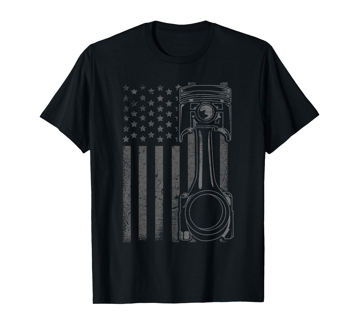 Vintage American Flag Piston Funny Muscle Car Mechanic Gift T-Shirt Small