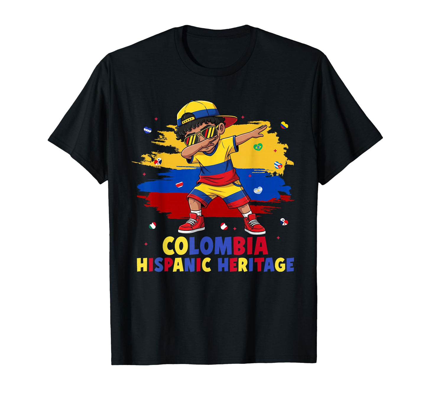 Dabbing Boy Colombia Hispanic Heritage Month Colombia Flag T-Shirt