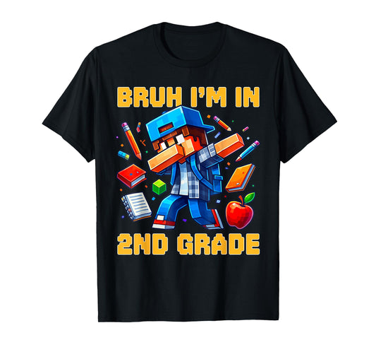Bruh I'm in 2nd Grade Dabbing Boys Kids Gamer Back to School T-Shirt