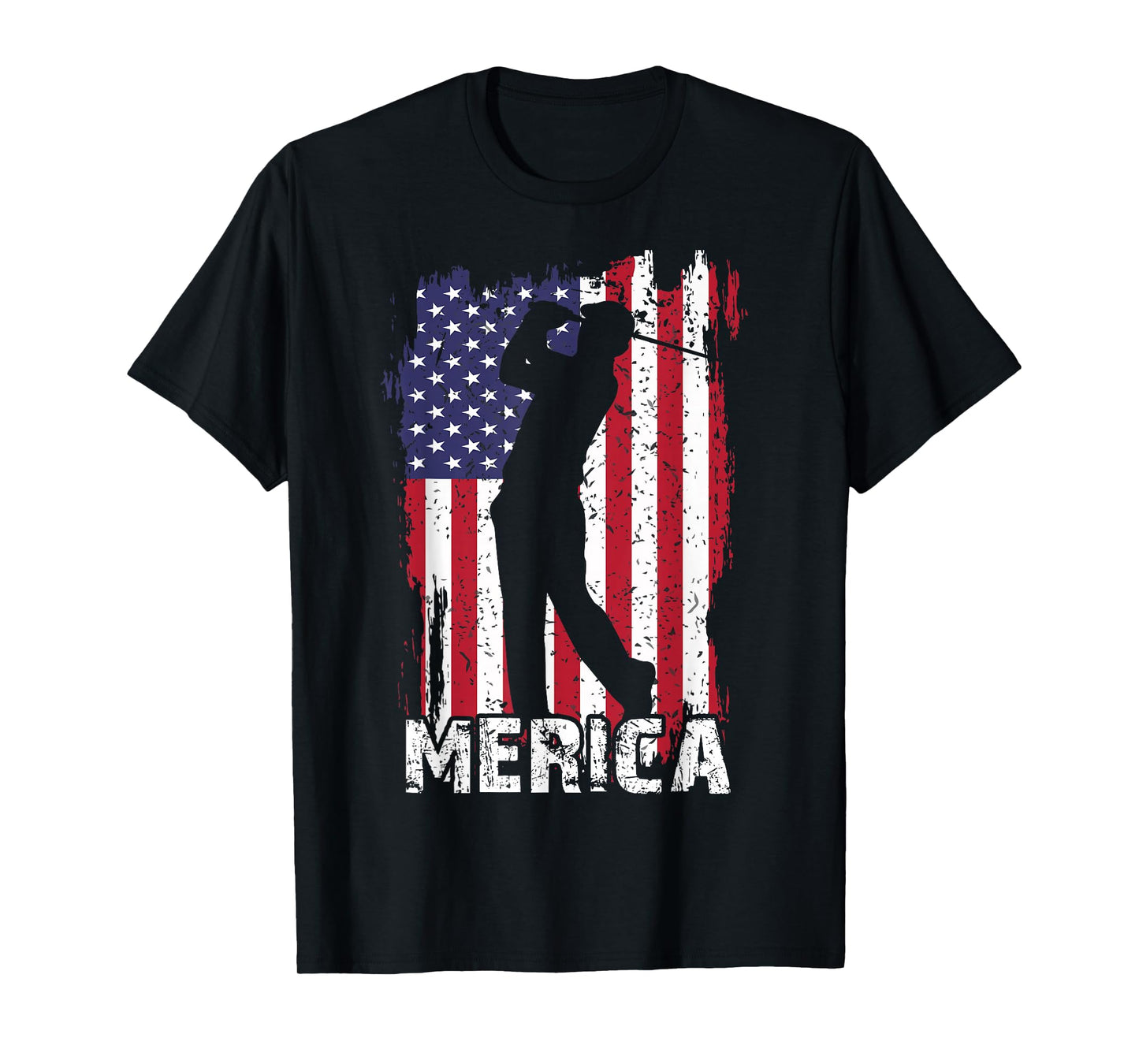 Merica Golf-Shirt 4th July American Flag Patriotic Dad Men T-Shirt