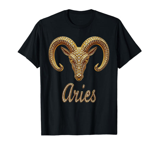 Fancy Gold and Diamond Graphic Aries Gift T-Shirt
