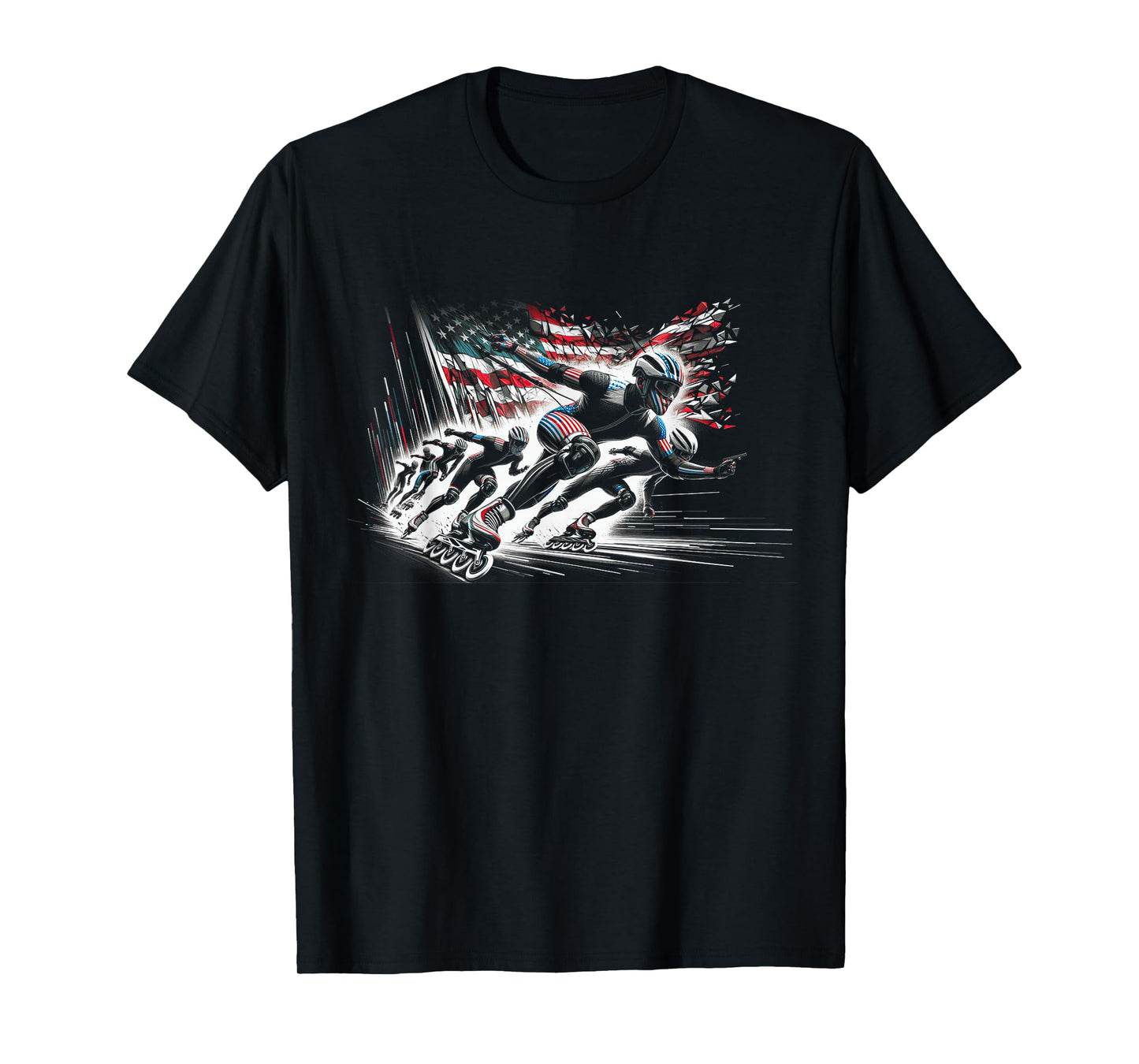Inline Speed Skating American Flag Roller Blading T-Shirt