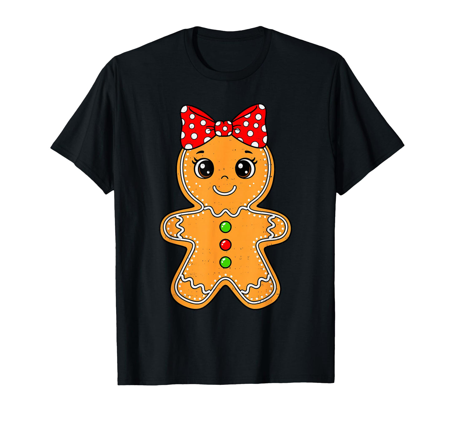 Cute Gingerbread Girl Bow Christmas Cookie Baking Holiday T-Shirt