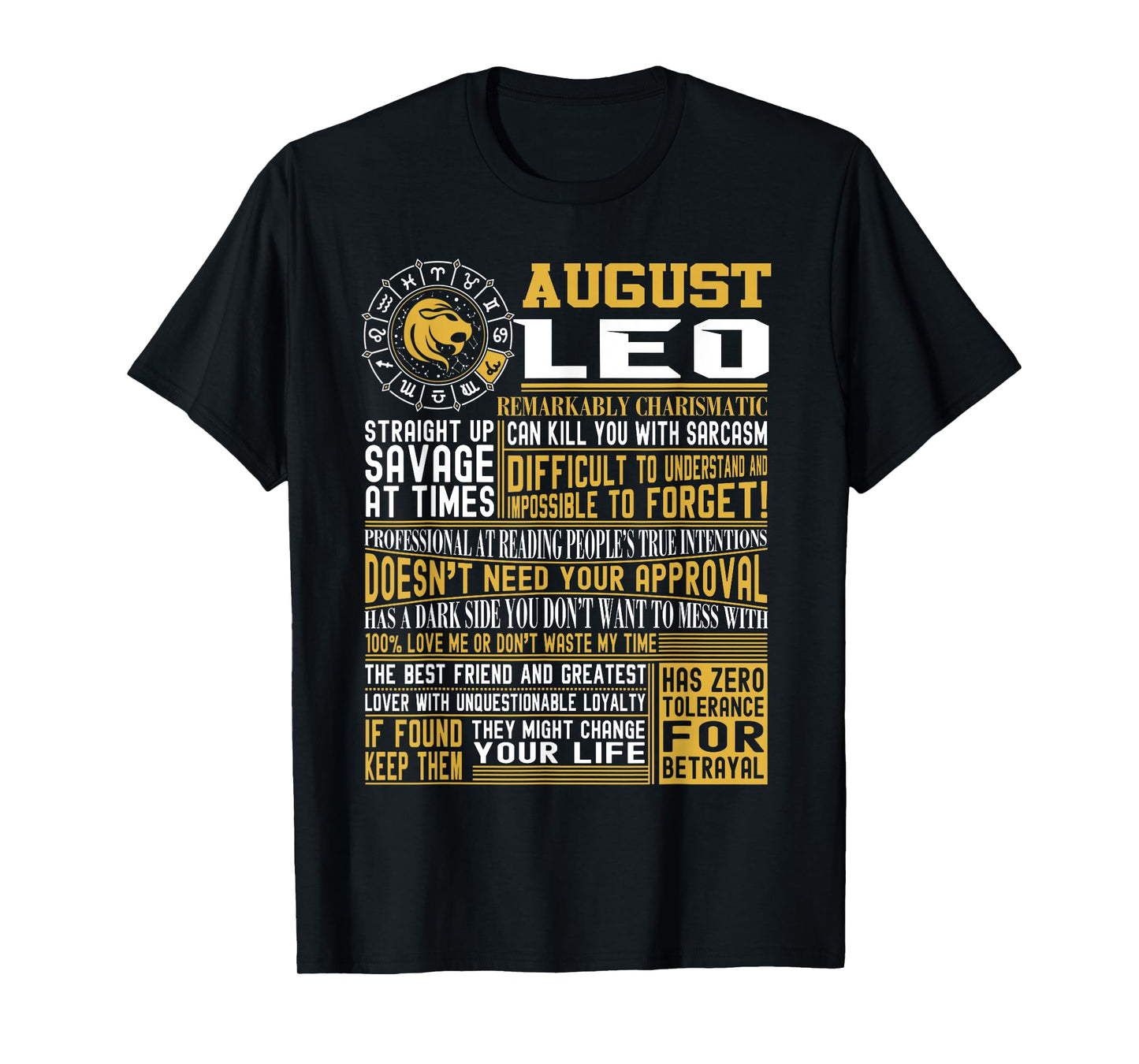 Best Born in August Leo Zodiac Sign t Shirts for Men, Women T-Shirt