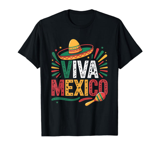 Viva Mexico Colorful Folk Art Mexican Independence Day T-Shirt