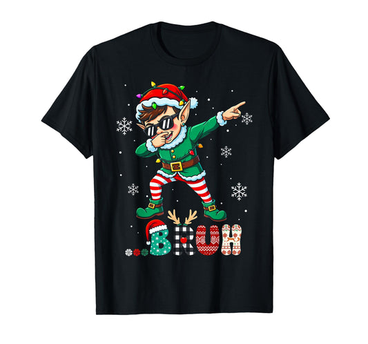 Boy Bruh Dabbing Elf Lover Funny Christmas Matching Family T-Shirt